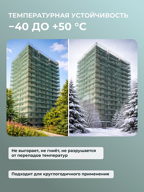 Сетка фасадная затеняющая  Промышленник зеленая 30-35% 2х50 м фото 6