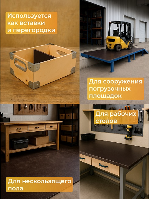 Фанера ламинированная TeaM 595х500х12мм, береза, упаковка 5 шт фото 5